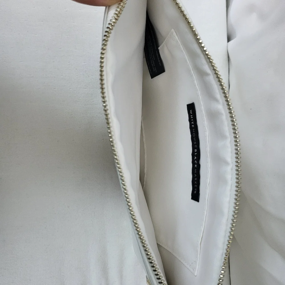 White House Black Market White Purple Hydrangea‎ Studded Wristlet Clutch New - Picture 7 of 10